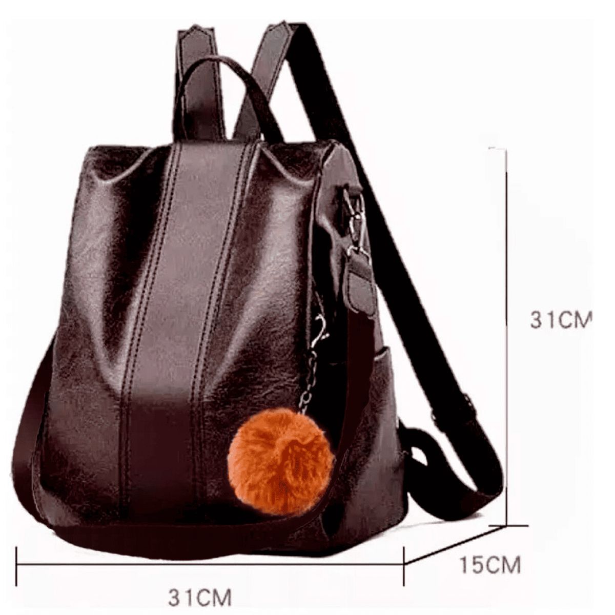 GENERICO - Mochila Morral Antirrobo Cruzada Cuero PU De Tres Usos Moda - Marrón