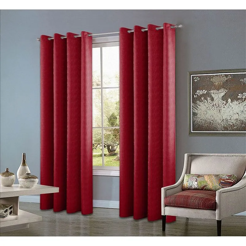 CASATEX - Set de Cortinas JACQUARD Blackout Alto Relieve Brillo 150x250cm Red
