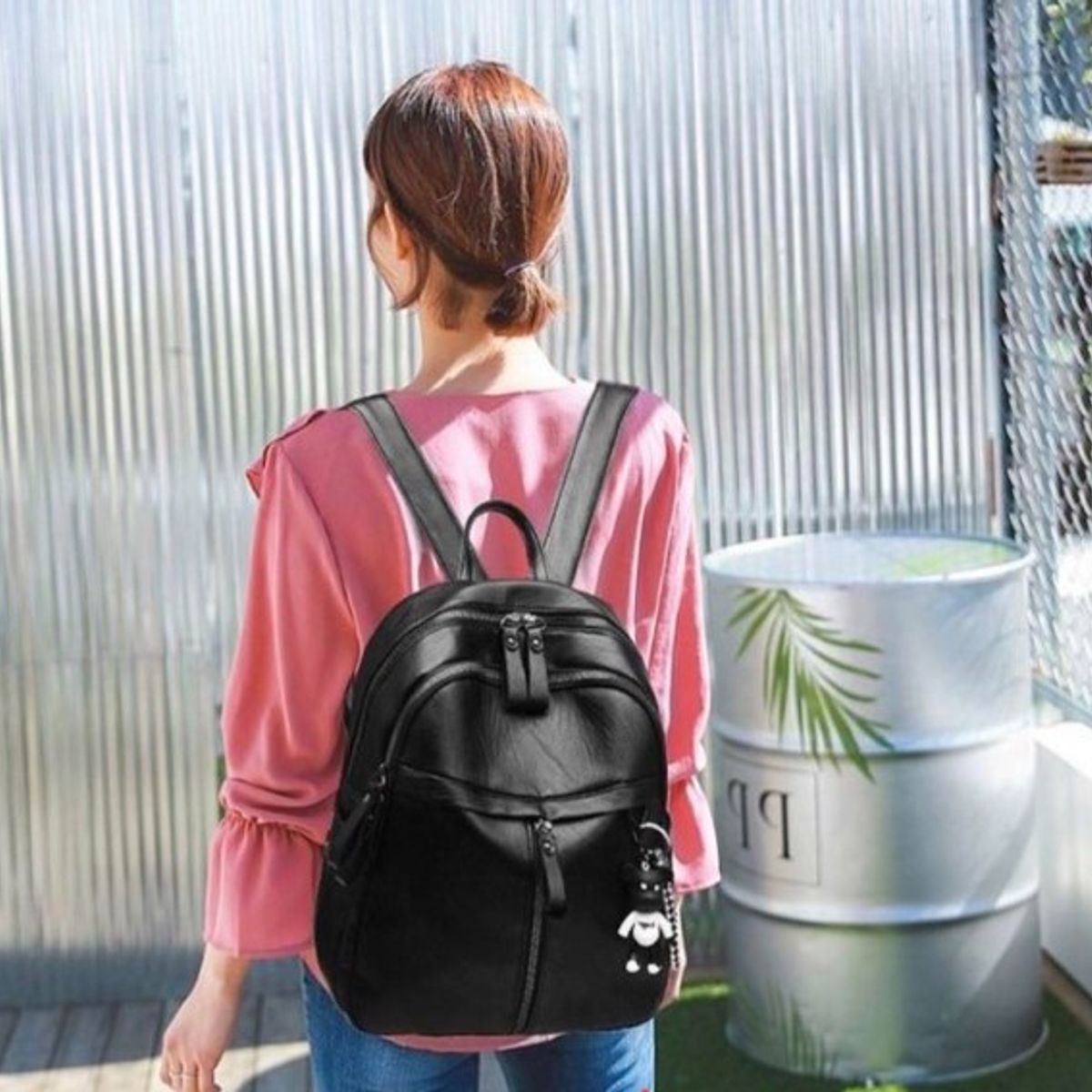 GENERICO - Mochila Morral Moda Cuero PU Cruzada Trabajo Estudios