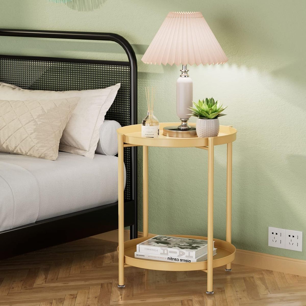 GENERICO - Mesa De Centro Doble Capa Minimalista Sala De Estar Redonda Dorado