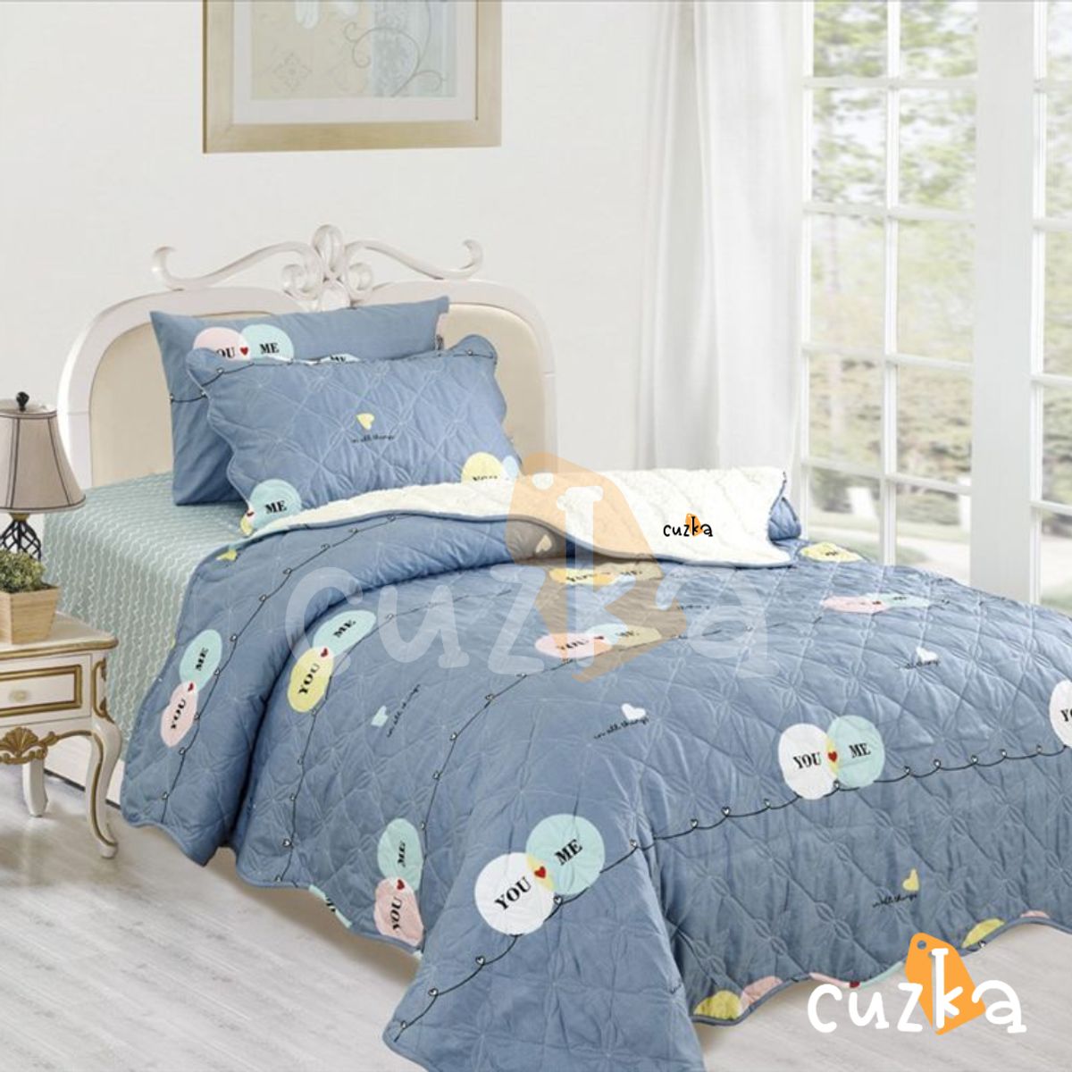 CASATEX - Edredón Tela Hipoalergénico con Carnero 15Plz + Set de Sábanas