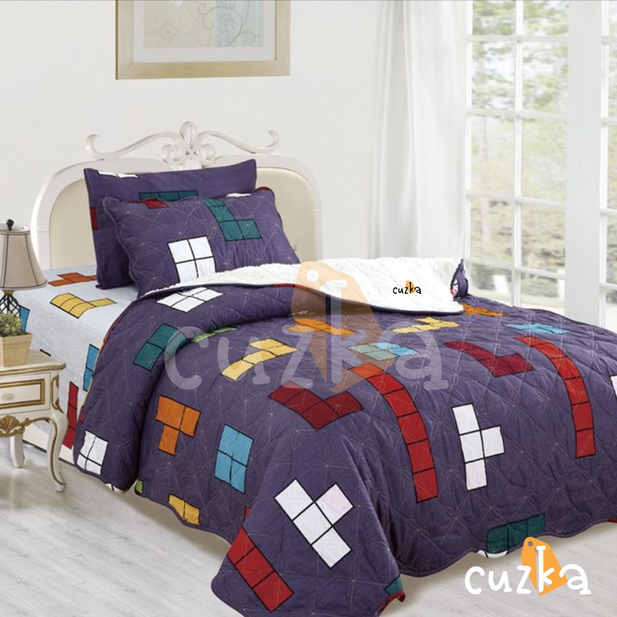 CASATEX - Edredón Tela Hipoalergénico con Carnero 15Plz + Set de Sábanas