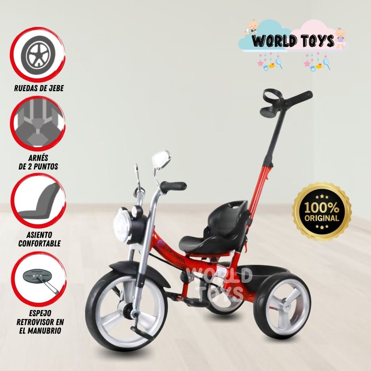 BABY - Triciclo Guiador para Niños «JANFARY» Red