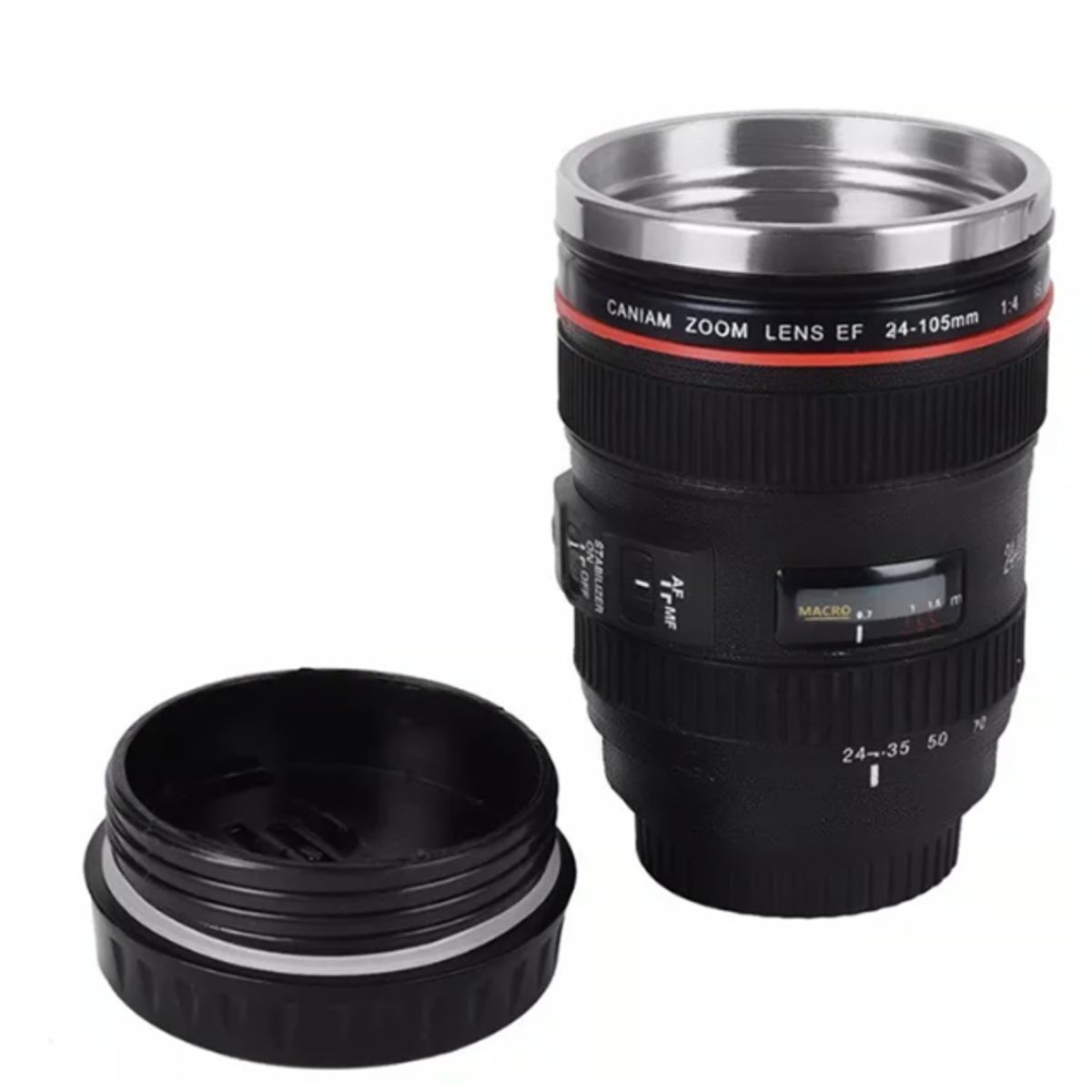 GENERICO - Taza Termica Lente Fotografico Tomatodo Mug Camara Cafe Te Negro