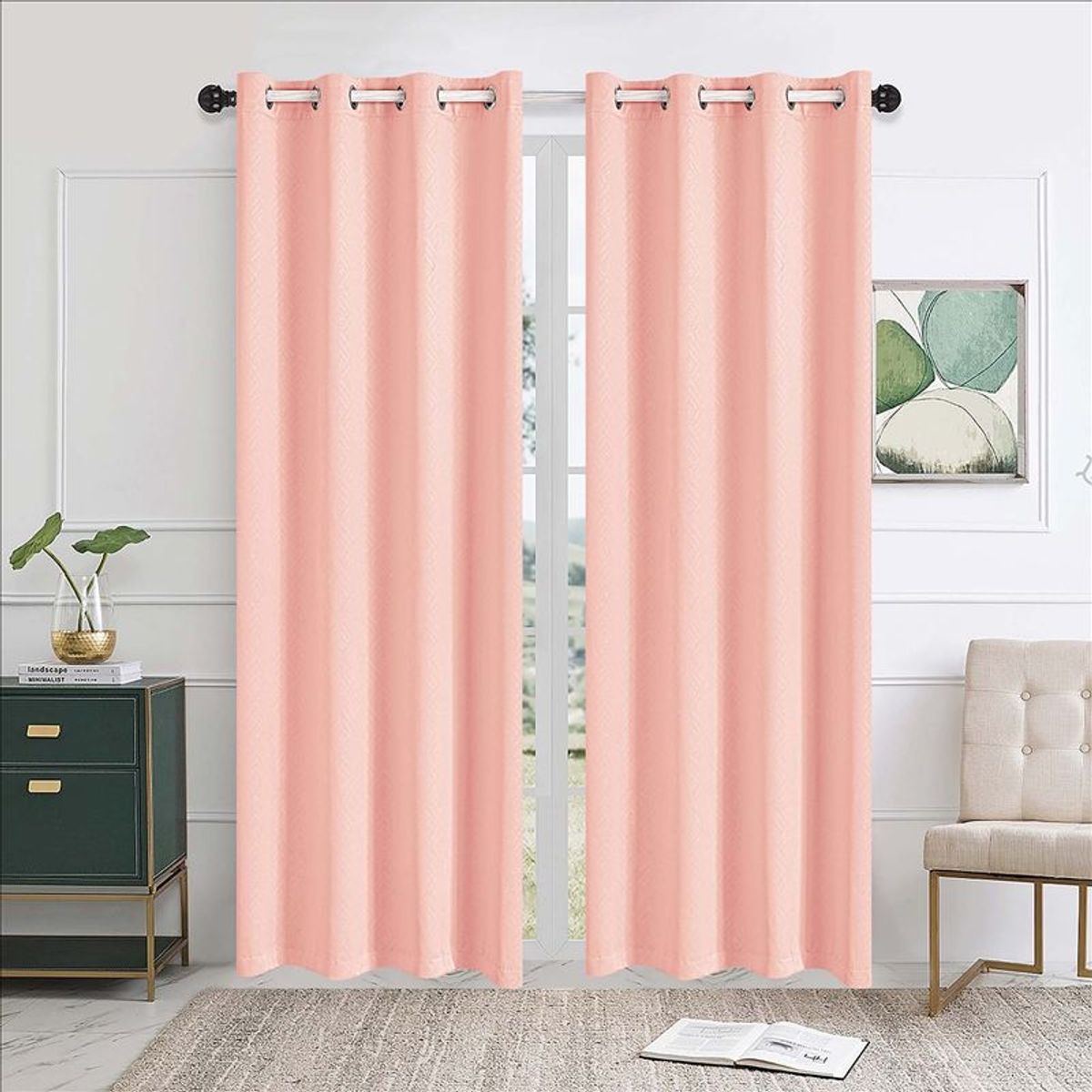 CASATEX - Set de Cortinas de Tela JACQUARD 140x200cm MELON