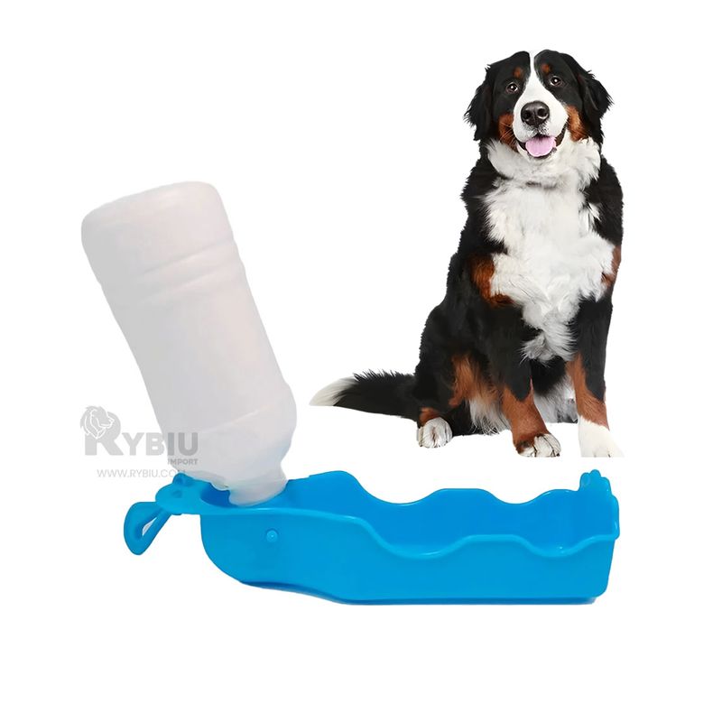 GENERICO - Tomatodo para Mascota con Bandeja en Tono Celeste Y+Stickers