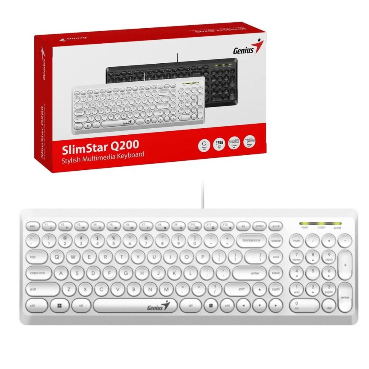 GENIUS - TECLADO GENIUS SLIMSTAR Q200 31310020411 USB MULTIMEDIA WHITE