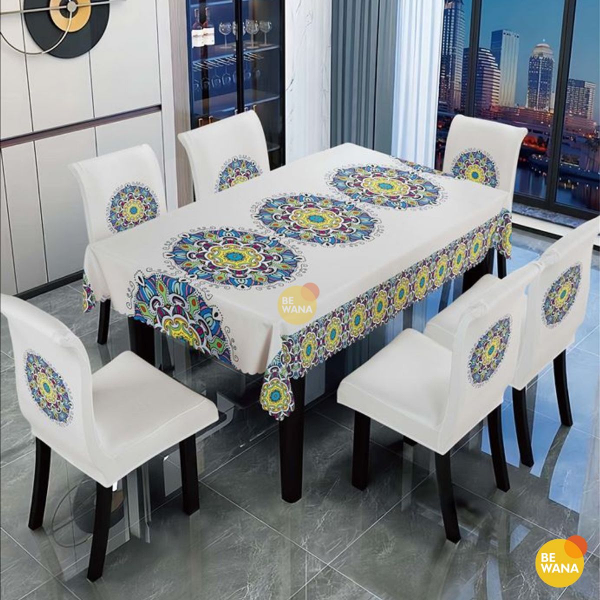 CASATEX - Mantel de Mesa y Fundas Para 6 Sillas de Tela 152 x 228cm