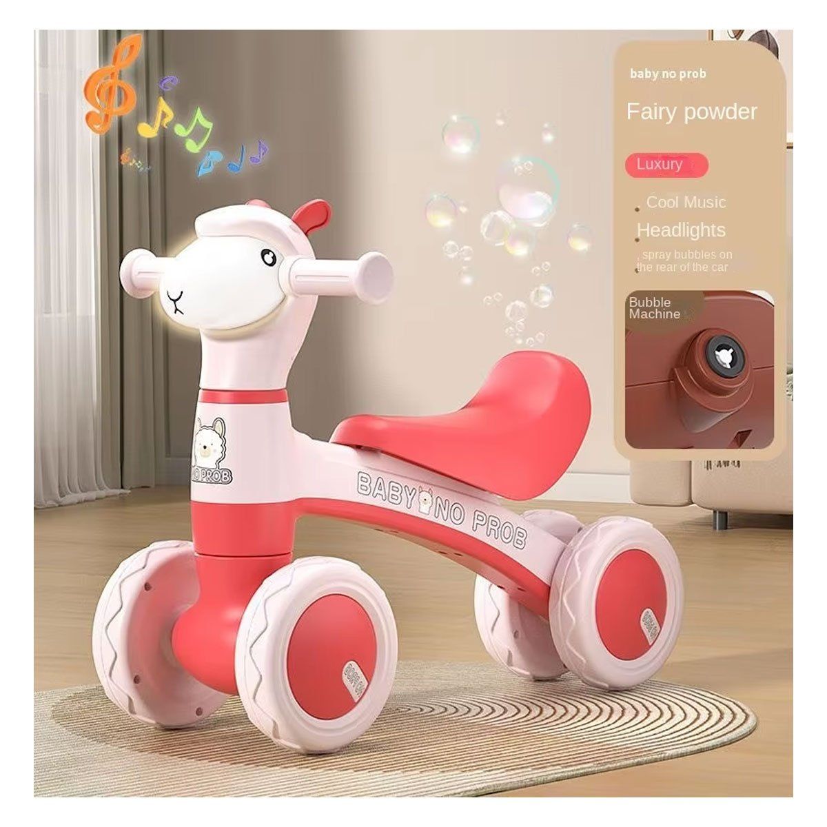 GENERICO - Triciclo Para Niños Infantil Música 4 llantas Rosa