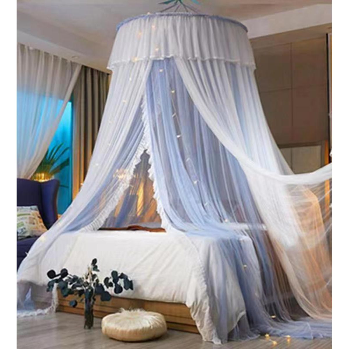 CASATEX - MOSQUITERO PRINCESA Para Cama de QUEEN BLUE