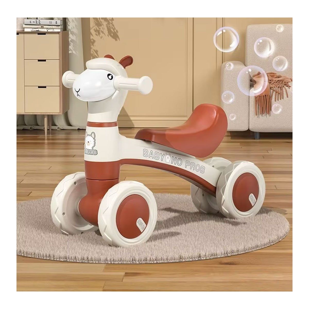 GENERICO - Triciclo Para Niños Infantil Música 4 llantas Marrón