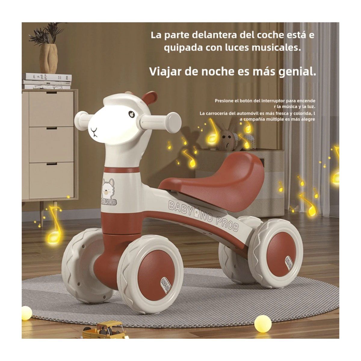 GENERICO - Triciclo Para Niños Infantil Música 4 llantas Marrón