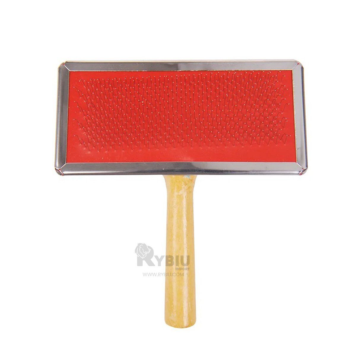 GENERICO - Peine Pet Metal Mango de Madera Ligero Color Rojo Talla L