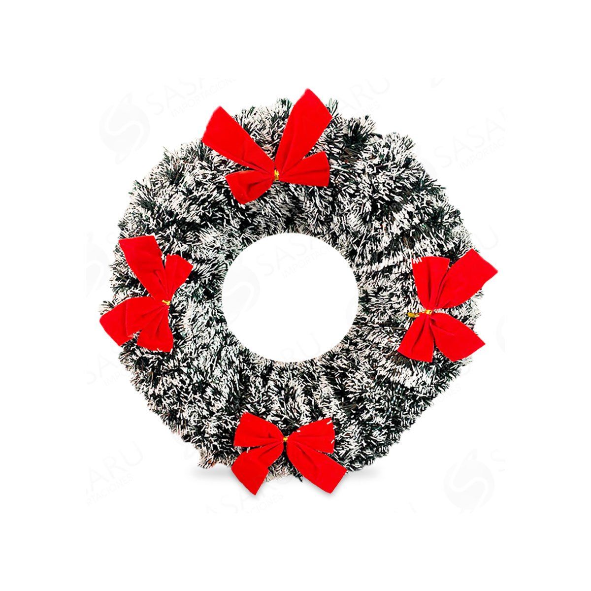 GENERICO - Corona Navideña Verde Nevado con Moños