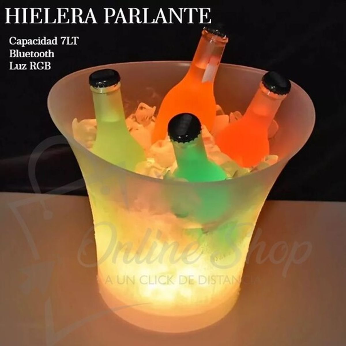 GENERICO - Hielera 7 LT. Parlante Bluethooth y Luz Led