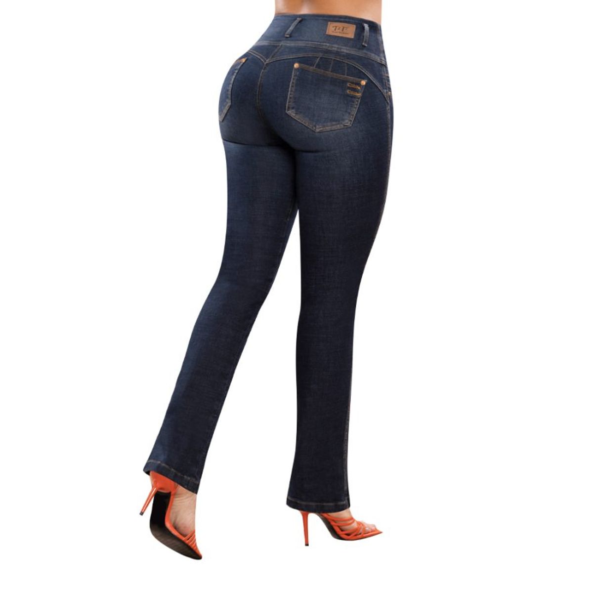 T&T - Jean Clásico San Martin TYT Azul Vintage Tiro Alto Push Up Estilo