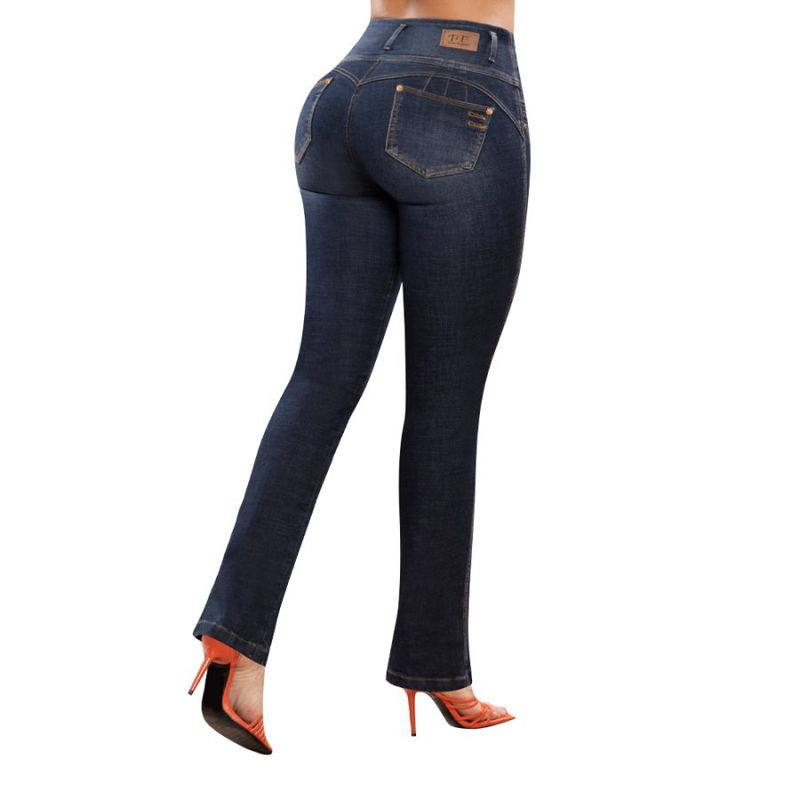 T&T - Jean Clásico San Martin TYT Azul Vintage Tiro Alto Push Up Estilo