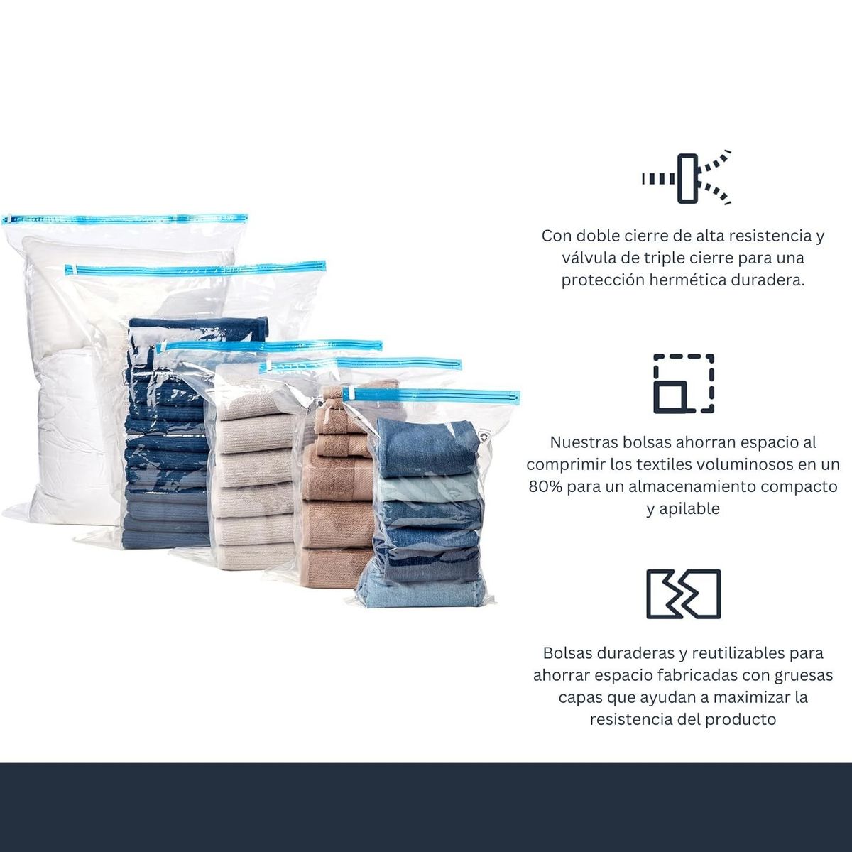 LUMINA - 6 Bolsas Compresoras para Ahorrar Espacio + Succionador