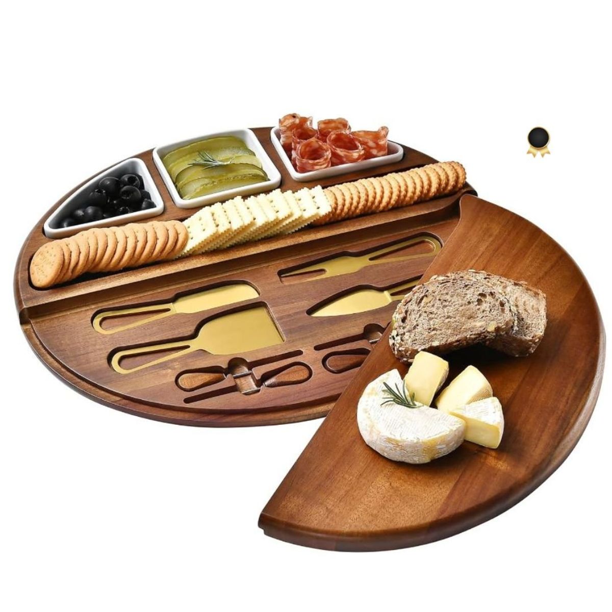 GENERICO - Set de Tabla para Quesos y Charcuteria Ovalado de Primera Calidad