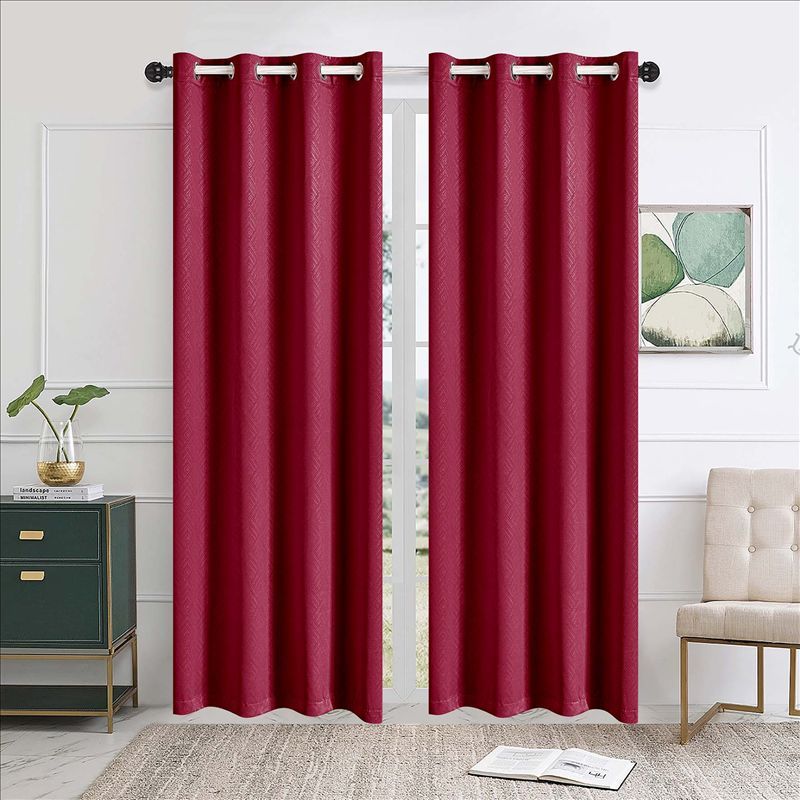 CASATEX - Set de Cortinas de Tela JACQUARD 140x200cm CHERRY