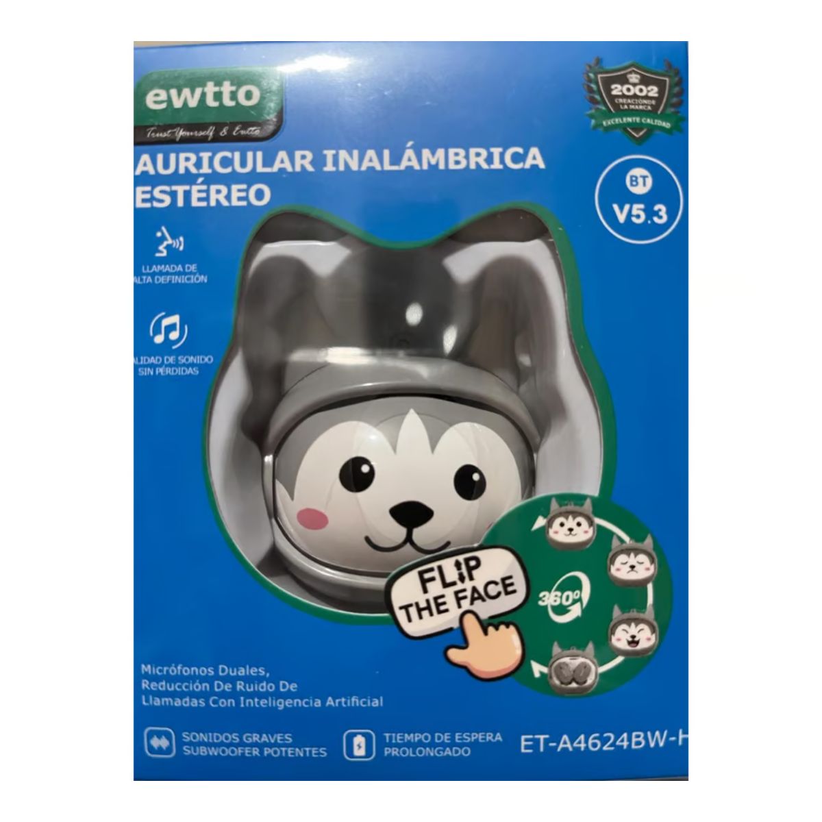 EWTTO - Audífonos Bluetooth Ewtto Diseño HUSKY Rostro Intercambiable