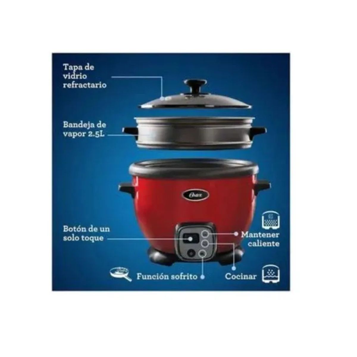 OSTER - Olla Arrocera Oster 22L Sofrito CKSTRC7030R Rojo