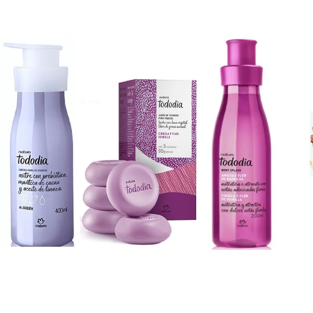 Natura - kit tododia 2 body splash + crema corporal +jabones + regalo