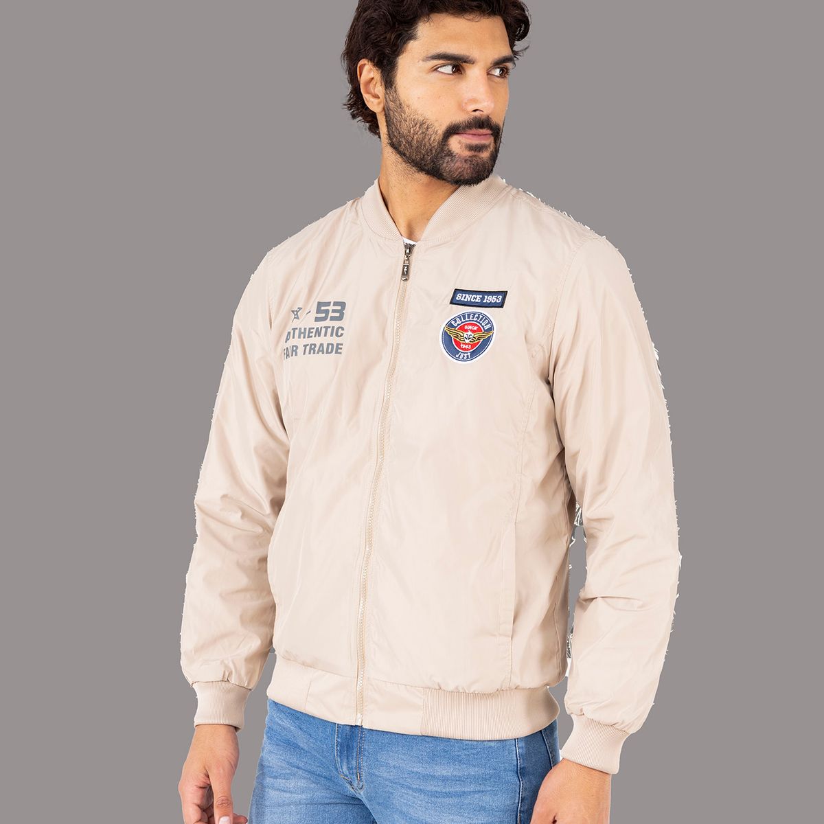 JUSTO - CASACA BOMBER JUSTO HOMBRE  BORDADO SLIM FIT