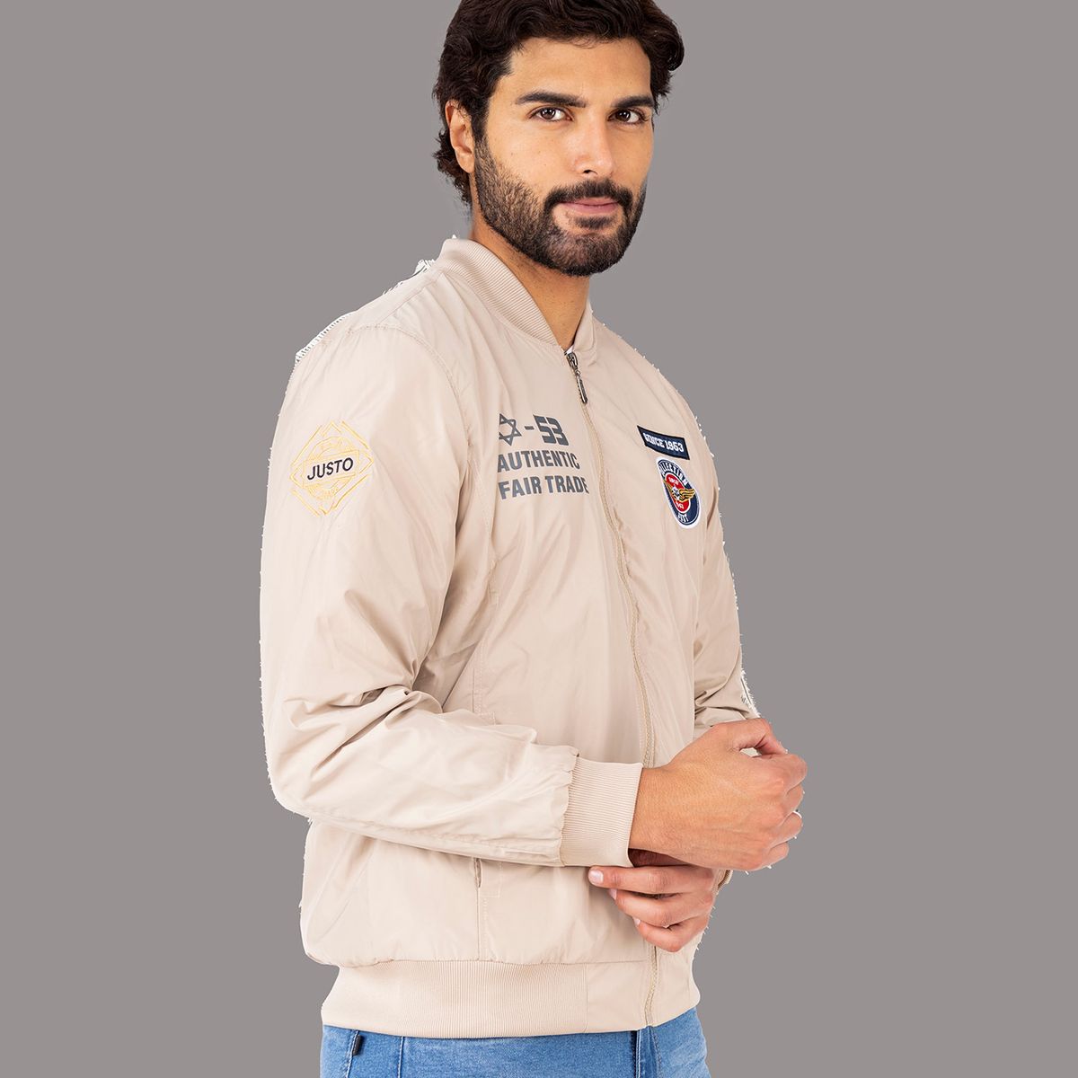 JUSTO - CASACA BOMBER JUSTO HOMBRE  BORDADO SLIM FIT