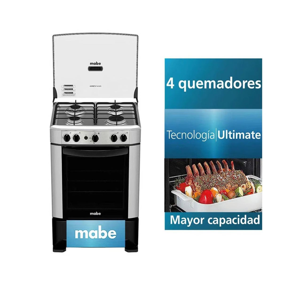 MABE - Cocina Mabe CMP6014AG0 con 4 hornillas Encendido eléctrico Gris