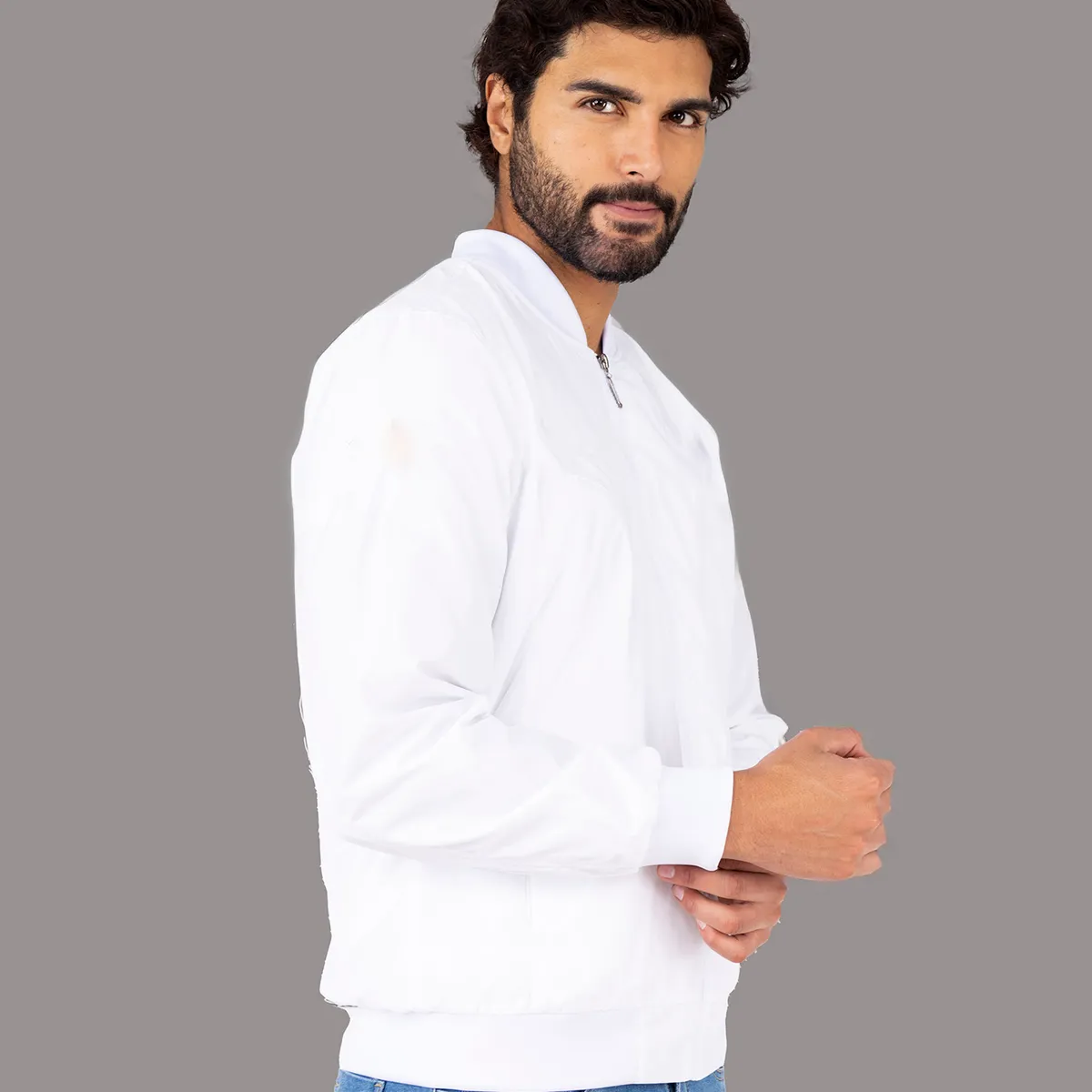 JUSTO - CASACA BOMBER JUSTO HOMBRE  SOLIDO SLIM FIT