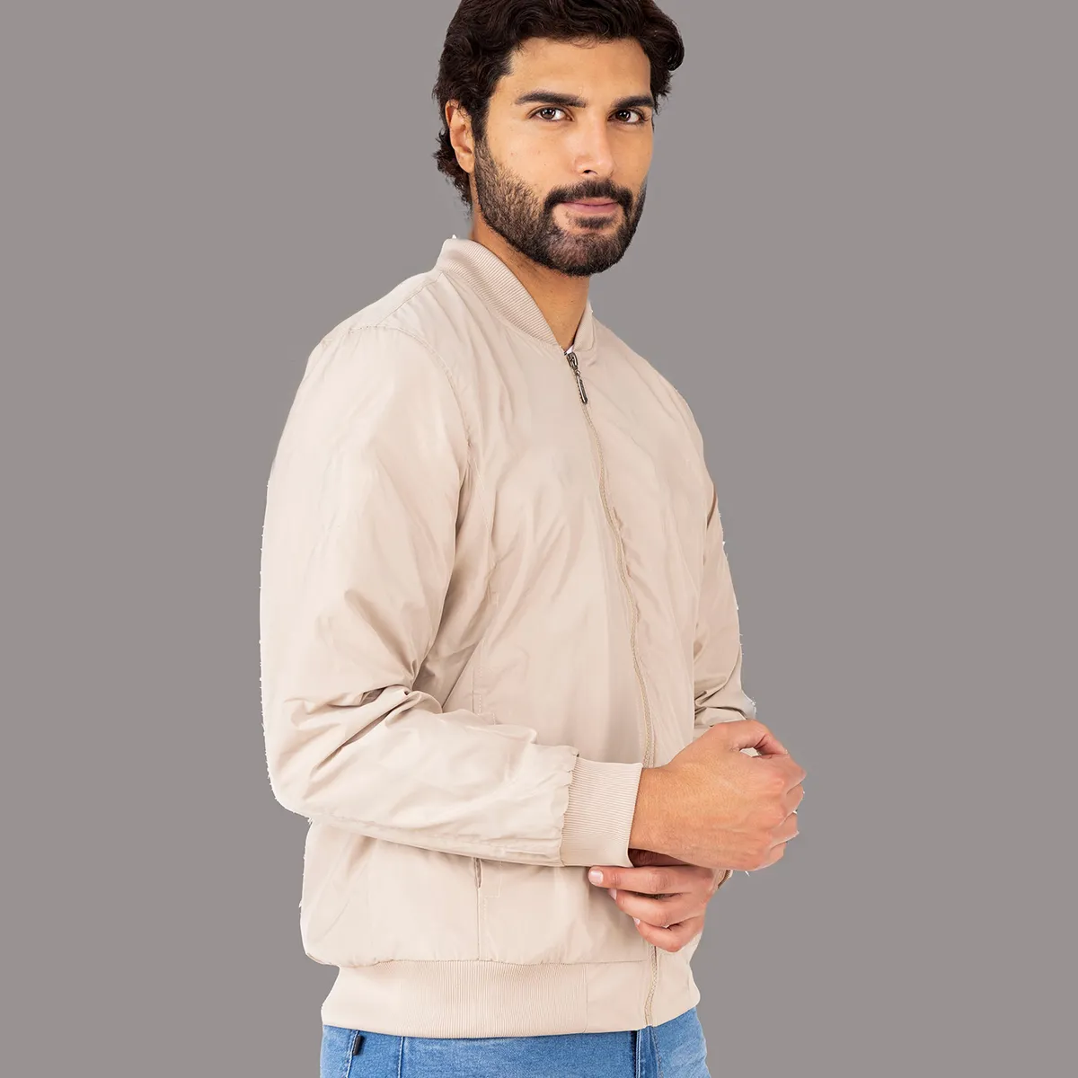 JUSTO - CASACA BOMBER JUSTO HOMBRE  SOLIDO SLIM FIT