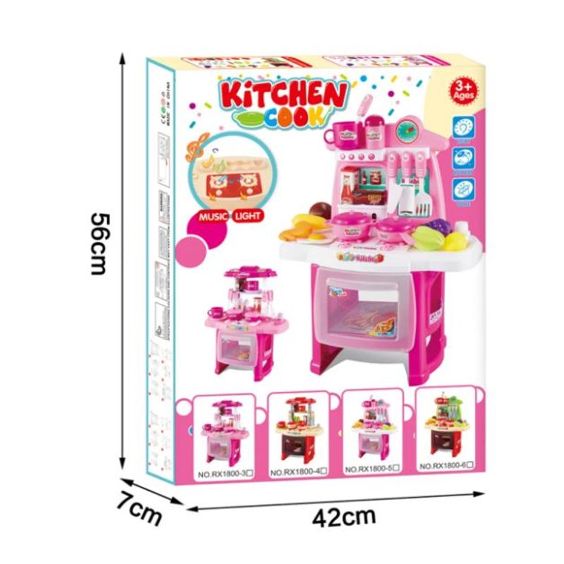 GENERICO - SET DE COCINA PARA NIÑAS Con Luz Y Sonido - Rosa