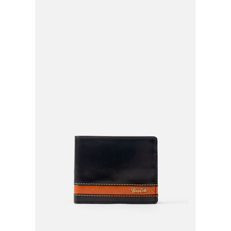 RENZO COSTA - BILLETERA DE DOS CUERPOS EN CUERO ITALIANO Y DETALLES EN CONTRASTE