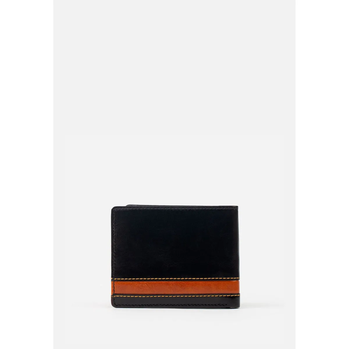 RENZO COSTA - BILLETERA DE DOS CUERPOS EN CUERO ITALIANO Y DETALLES EN CONTRASTE