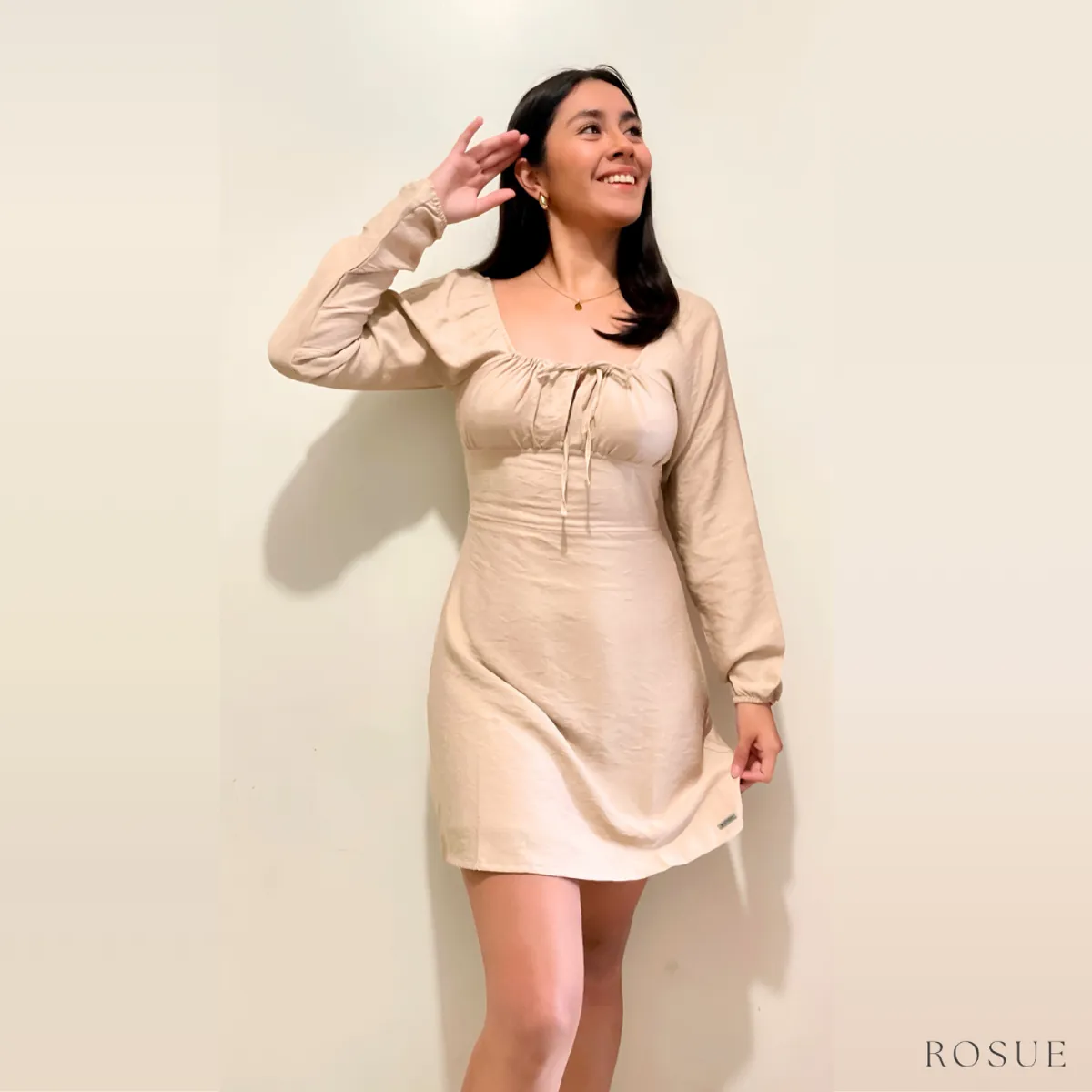 ROSUE - Vestido mujer con mangas elegante juvenil
