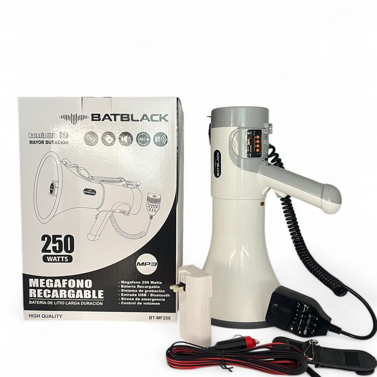 BATBLACK - MEGAFONO 250W RECARGABLE CUSB BLUETOOTH BATBLACK BT-MF250