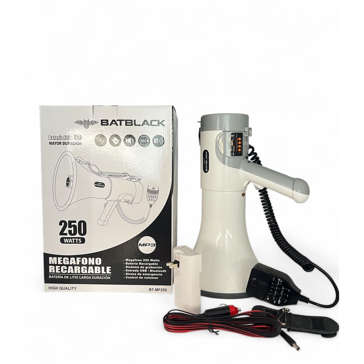 BATBLACK - MEGAFONO 250W RECARGABLE CUSB BLUETOOTH BATBLACK BT-MF250
