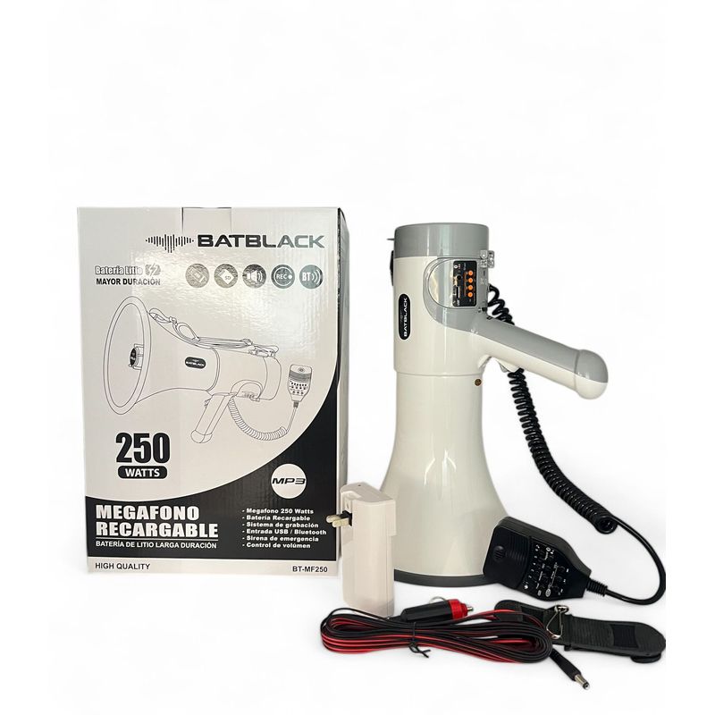 BATBLACK - MEGAFONO 250W RECARGABLE CUSB BLUETOOTH BATBLACK BT-MF250