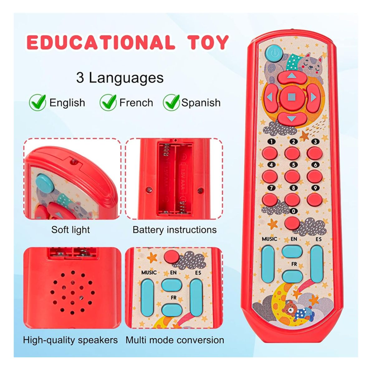 GENERICO - Juguete Didáctico Control Remoto Rojo Musical