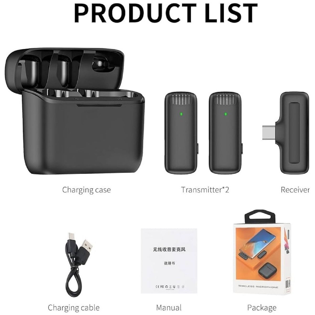 GENERICO - MICROFONO DUAL SOLAPERO J13-TC TIPO C INALAMBRICO