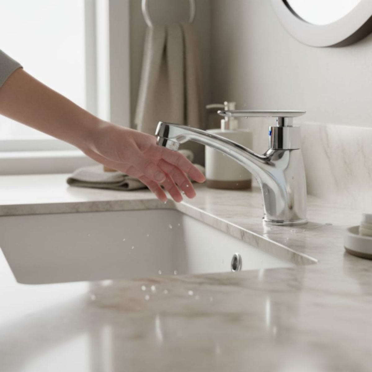 APACHE - Grifo Llave Lavatorio Moderno semi pesado en  Acero Cromado