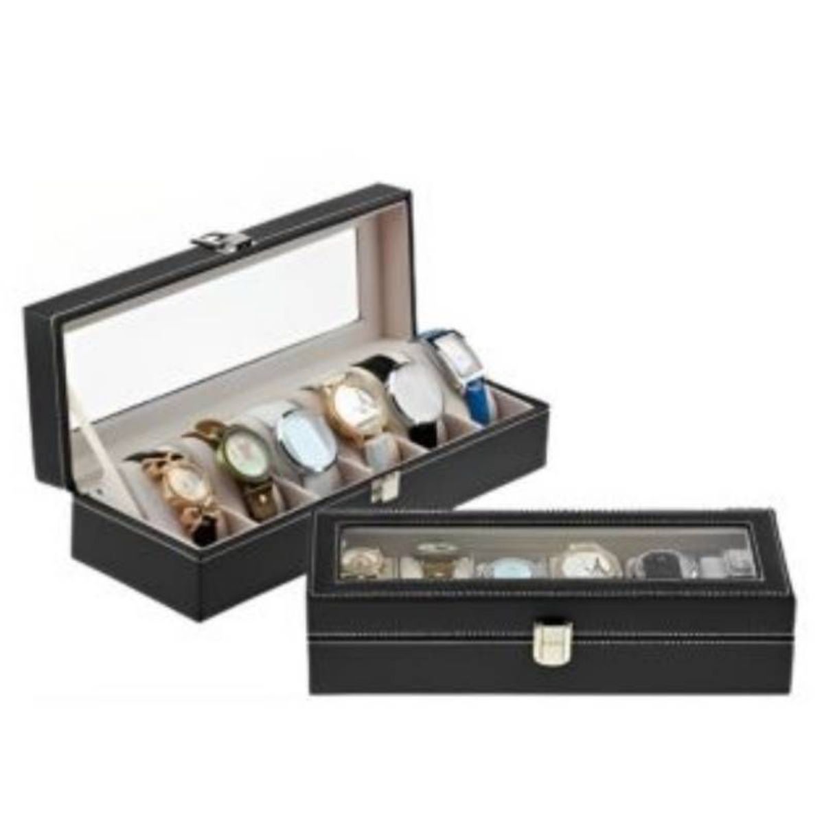 GENERICO - Porta Relojes Pulseras de Lujo Elegante 6 Compartimientos