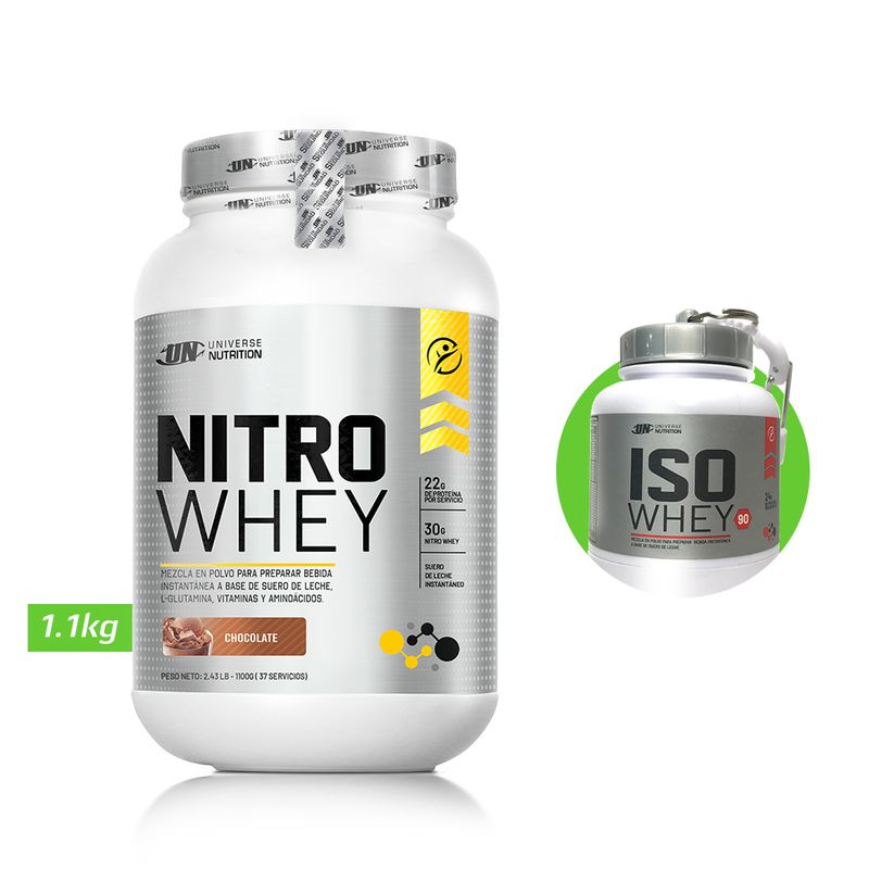 UNIVERSE NUTRITION - NITRO WHEY 1.1 KG PROTEINA UN CHOCOLATE+ REGALOS