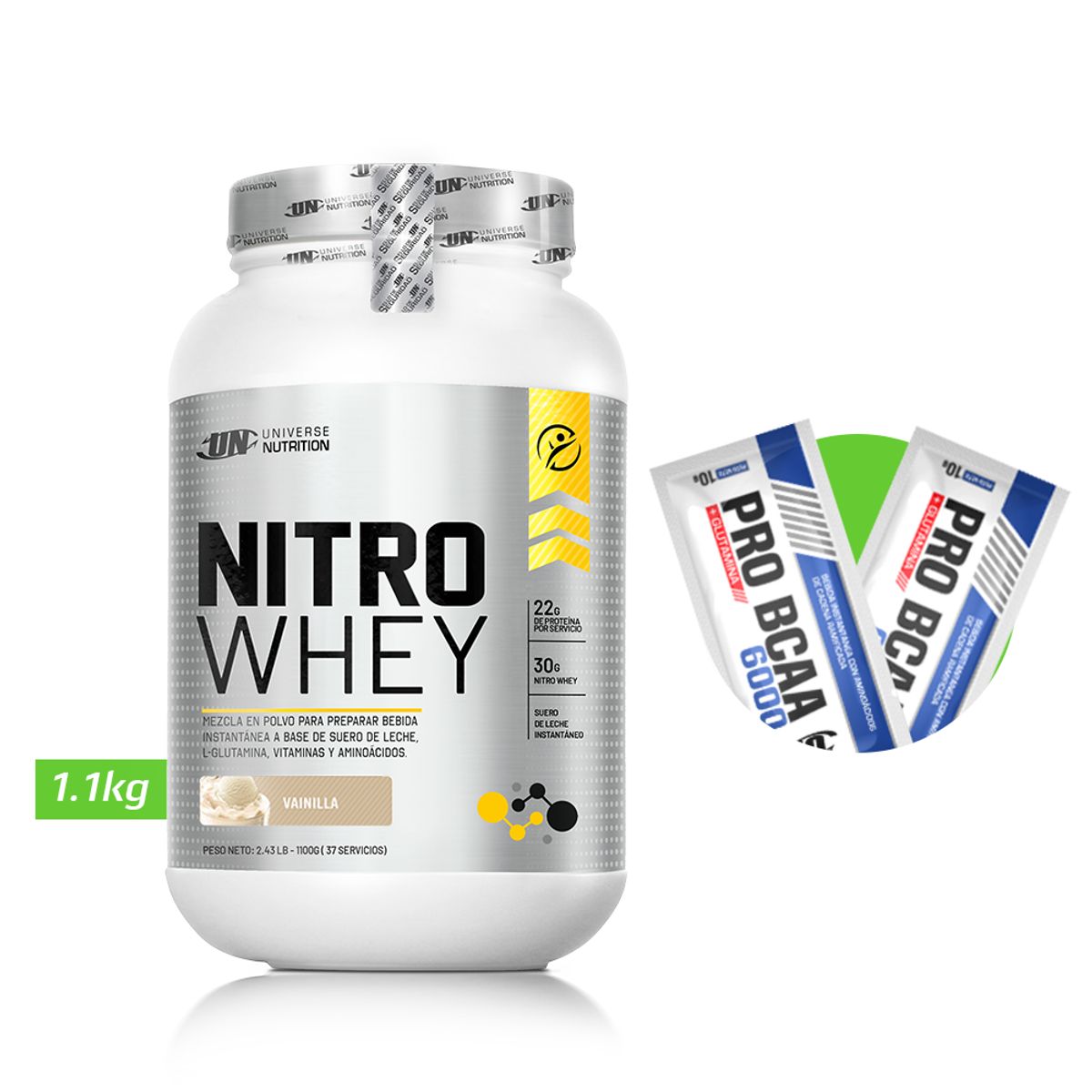 UNIVERSE NUTRITION - NITRO WHEY 1.1 KG PROTEINA UN VAINILLA+ REGALOS