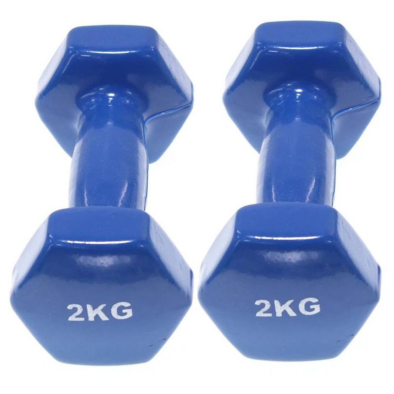 GENERICO - Mancuernas de vinil 2 kg pack 2 unidades azul