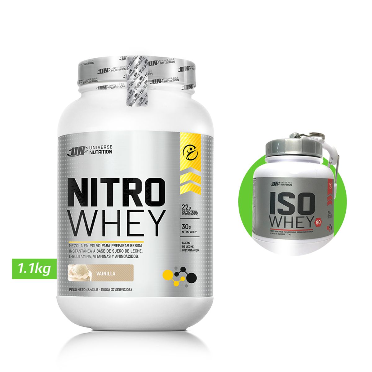 UNIVERSE NUTRITION - NITRO WHEY 1.1 KG PROTEINA UN VAINILLA+ REGALOS