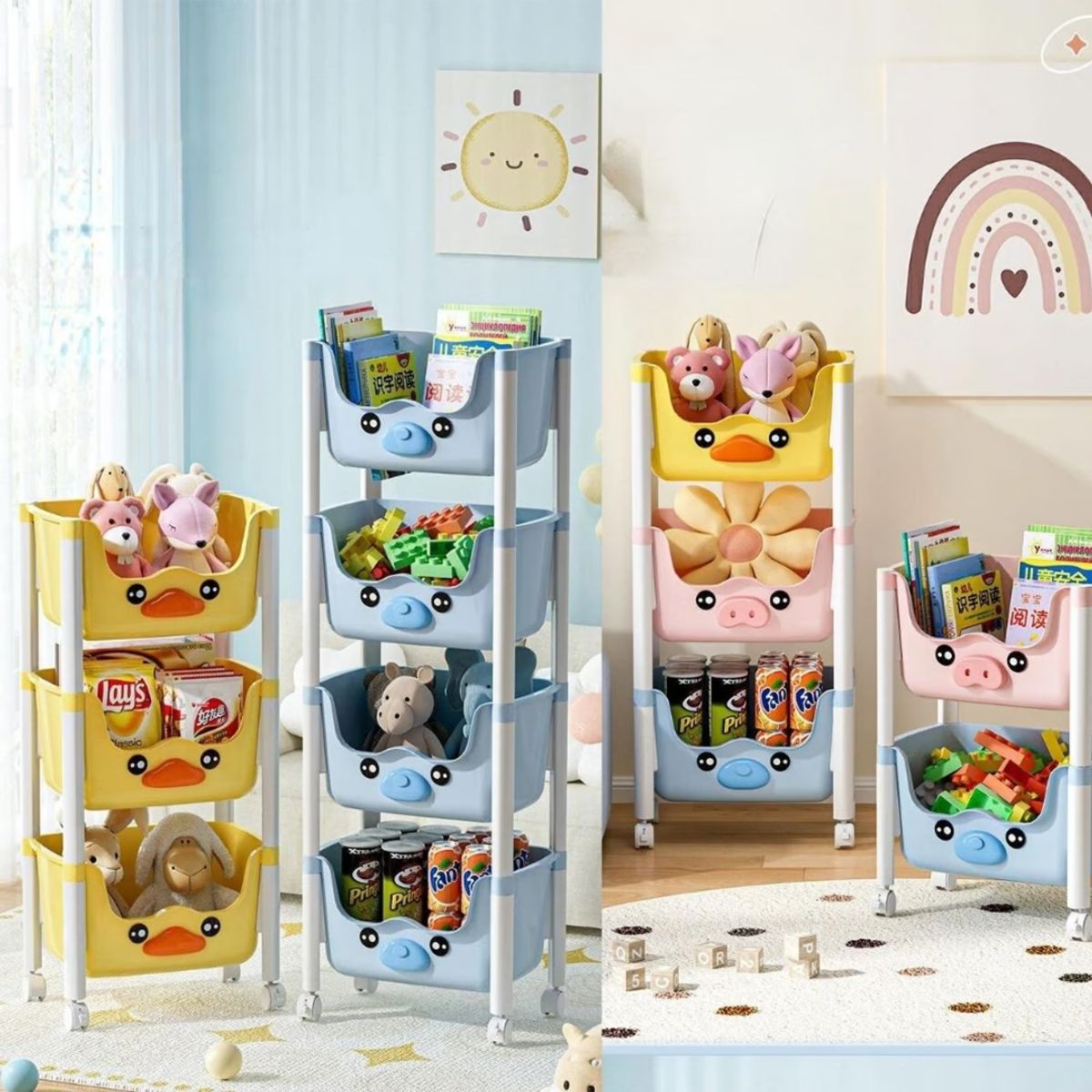 OEM - Organizador Kawaii 4 Niveles Modelo Chanchito Color Rosado