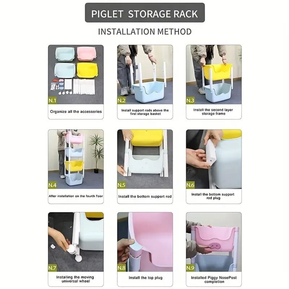 OEM - Organizador Kawaii 4 Niveles Modelo Chanchito Color Rosado