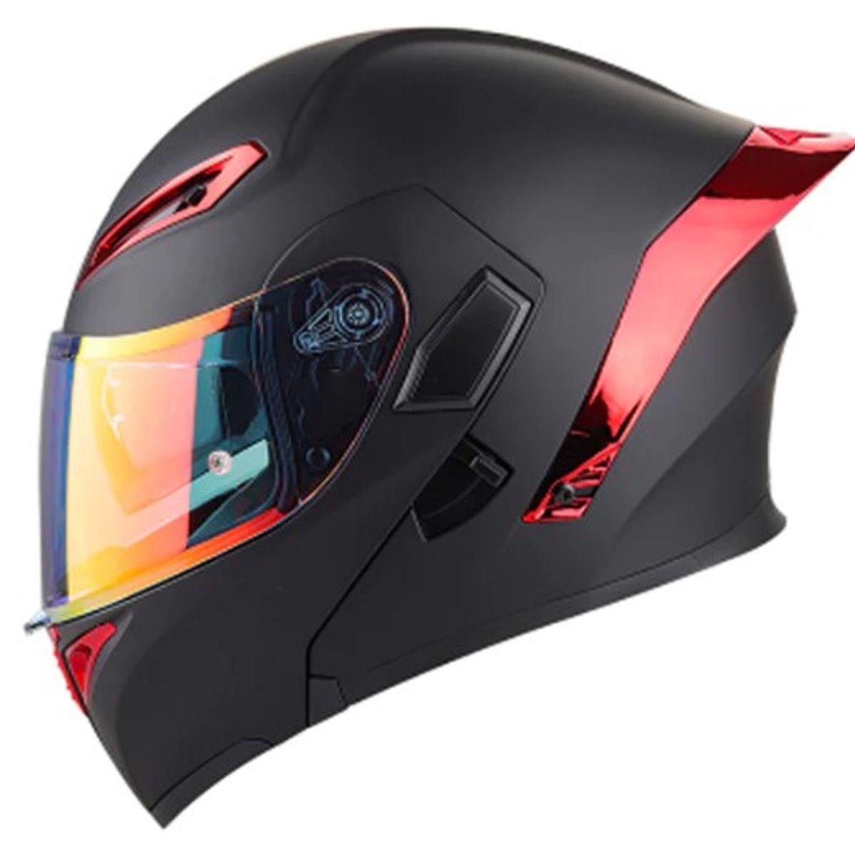GENERICO - CASCO MOTO CERTIFICADO ECER DOT DOBLE VISOR ZAFIRO ROJO